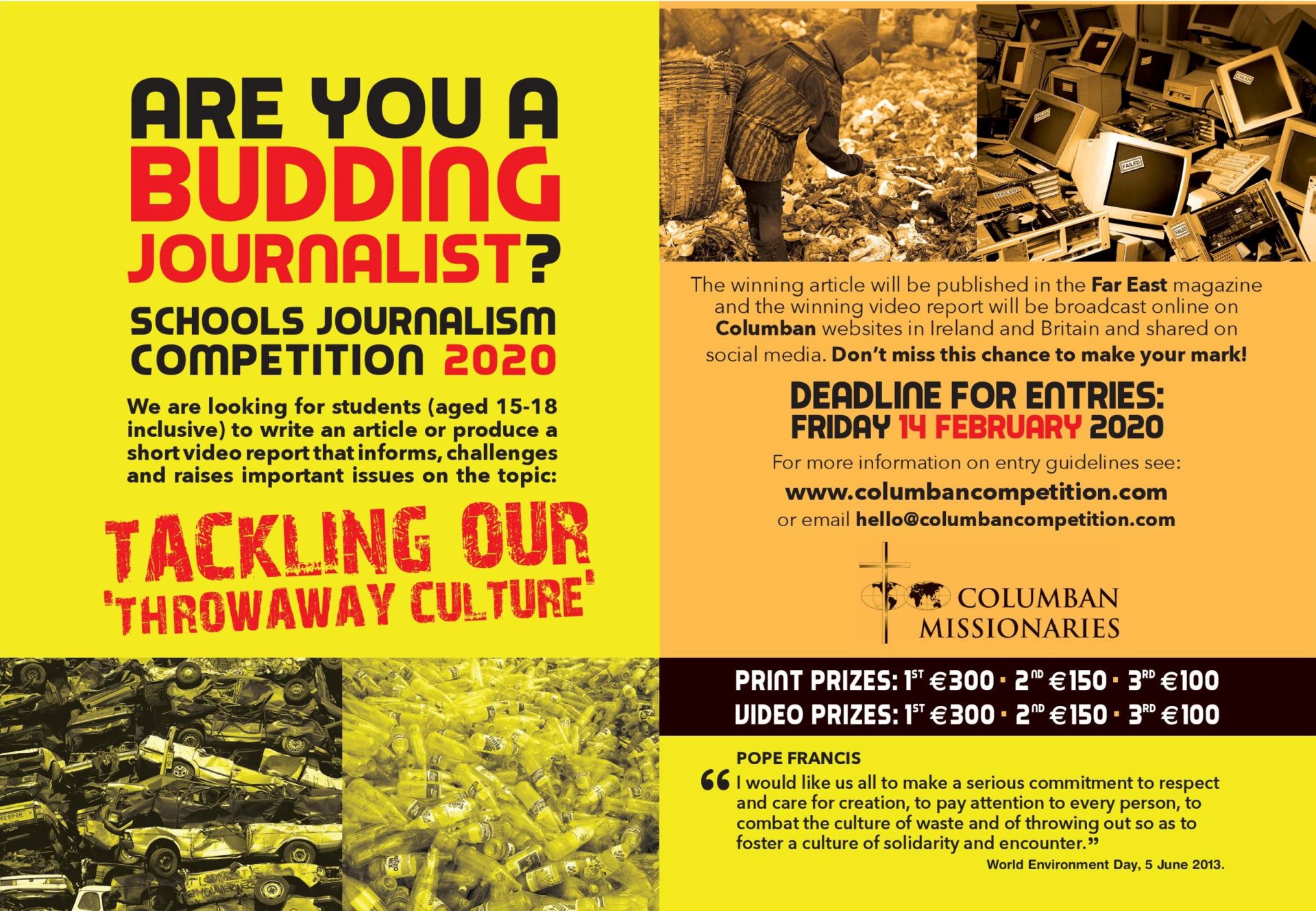 Schools Journalism Competition Tackling our Throwaway Culture