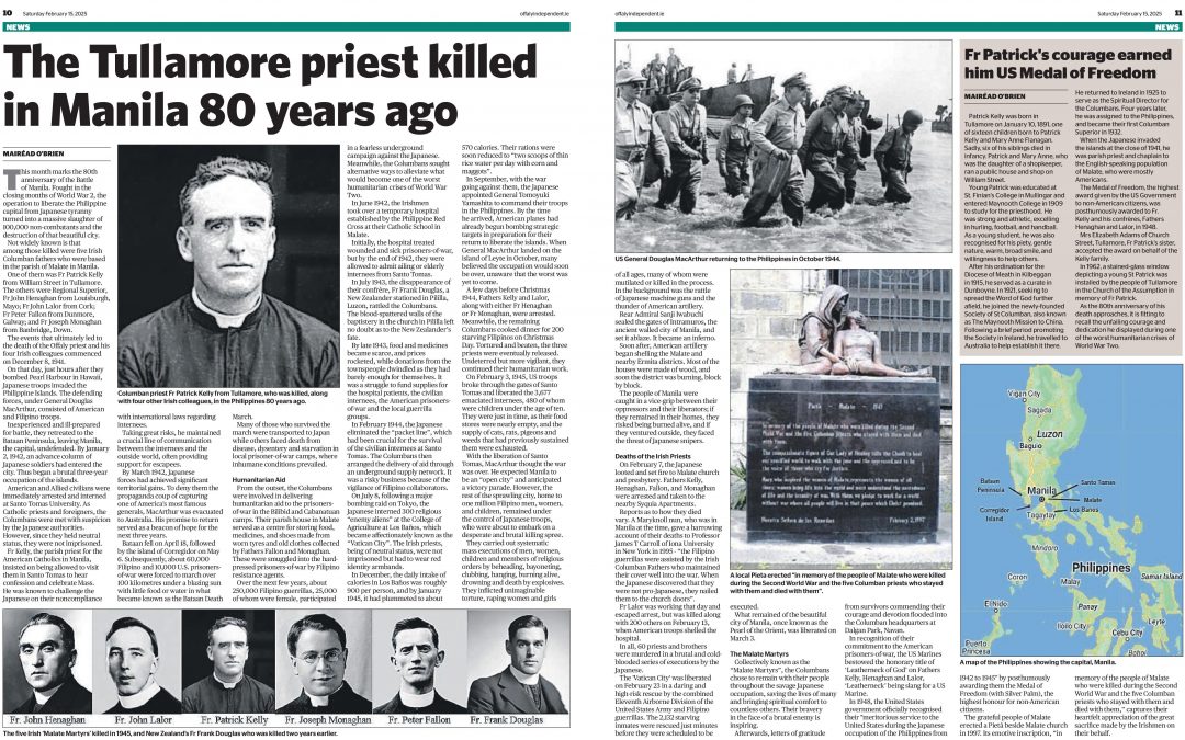 More Coverage of Columban Martyrs in WWII