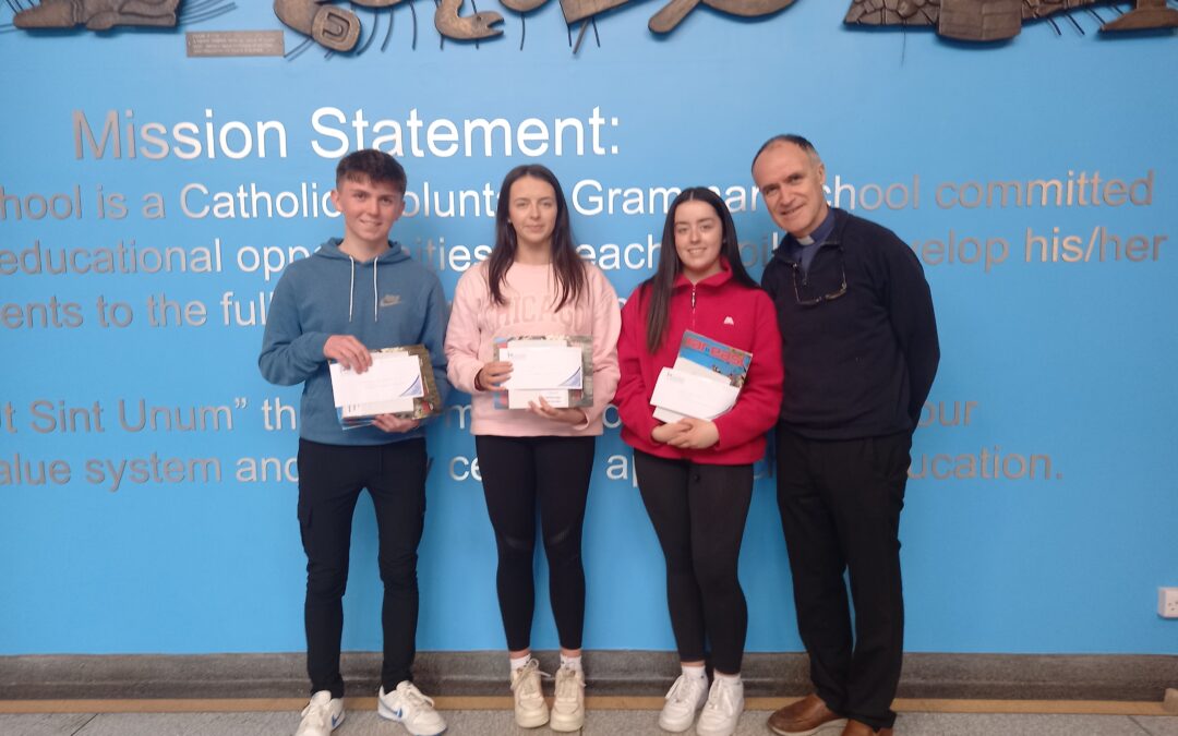 Frs Pat and Kevin Present Prizes to St Louis Ballymena Winners