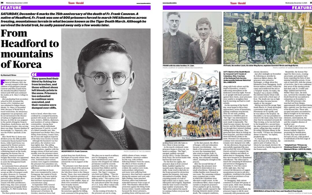 Tuam Herald Features Martyr Fr Frank Canavan